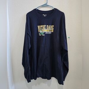 Champion Athletics Notre Dame l9ng sleeved t-shirt Navy blue with logo size  XXL
